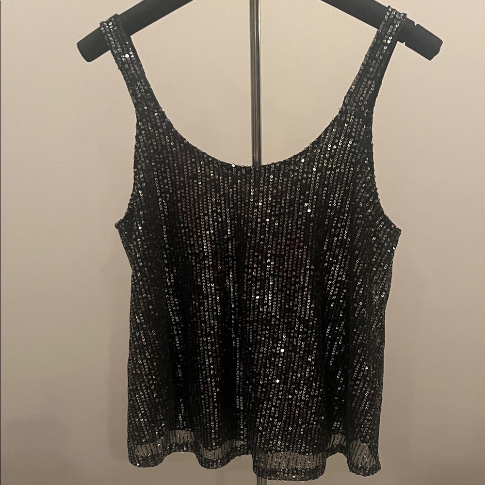 Sequin Black Tank Top